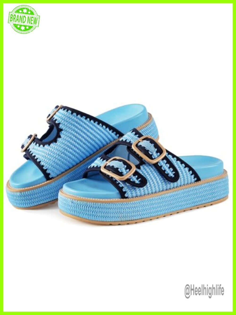 Woven Raffia Platform Sandals for Women Espadrille Wedge Summer Beach